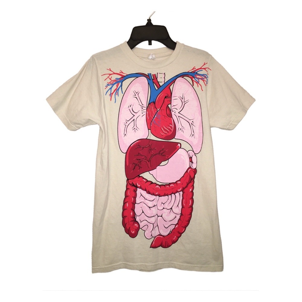 Bay Island Human Anatomy Body T-shirt Mens Womens Small Graphic Tee Halloween